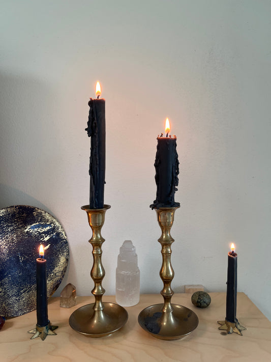 black beeswax taper candles